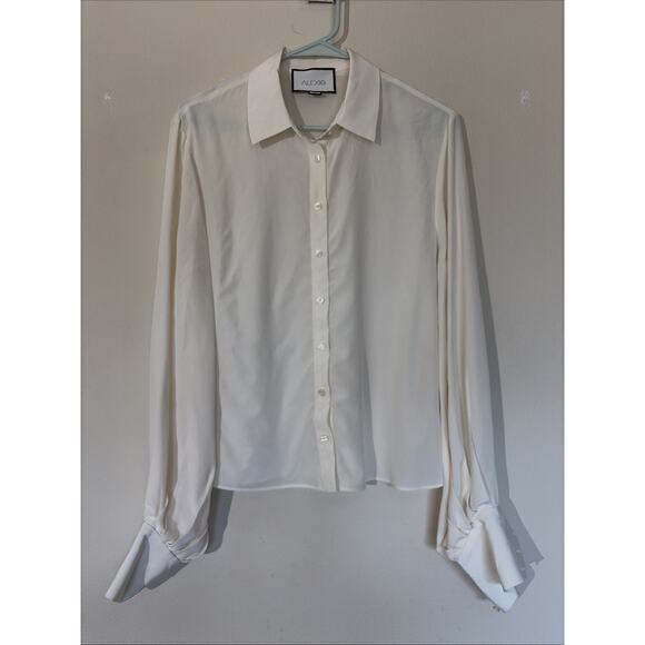 Alexis Classic Ivory Cream 100% Silk Button Front Blouse Shirt Top Womens Small - Picture 1 of 7